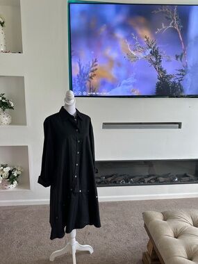 Mr&mrs Macleod Black Button-Front Midi Shirt Dress